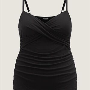 BLOOMCHIC Black Stretch Cross-Over Pleats Tank Top 2X (2 Tops)